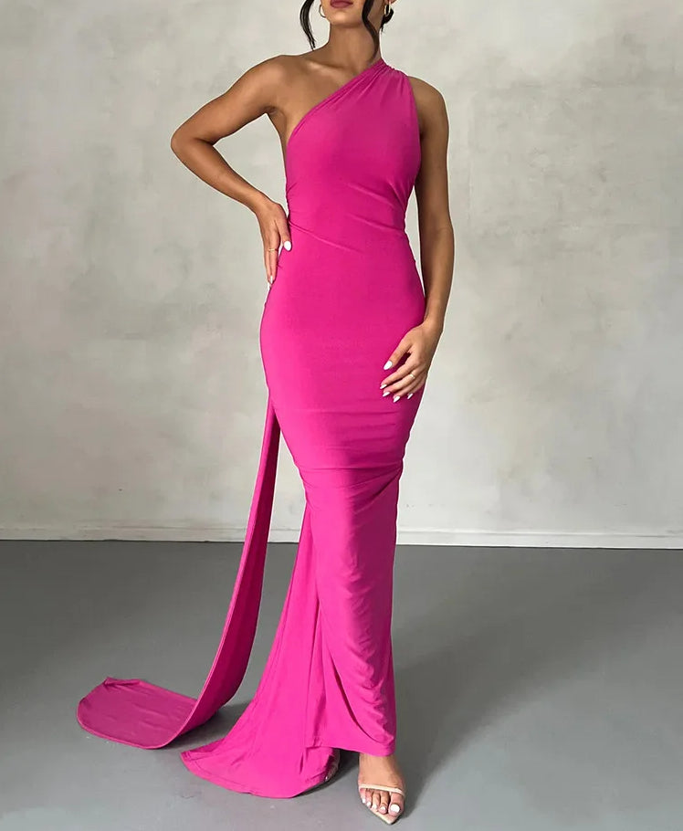 One Shoulder Scarf Ruched Maxi Dress Secondary image