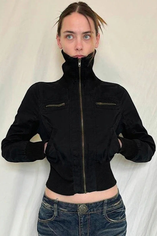 Casual Girdling Waist Black Jacket Secondary image