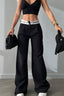 High Waist Straight Color Block Printed Office Casual Pants