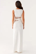 Slim Sheer Lace Paneled Maxi Lace Dress