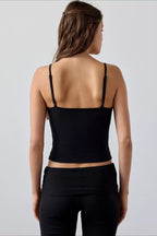 Crisscross V-Neck Ribbed Cami Top
