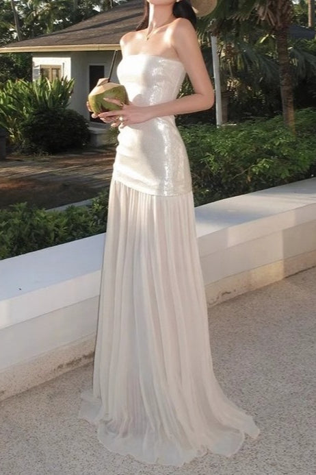 Heavy Sequin Strapless Maxi Prom Dress Main image