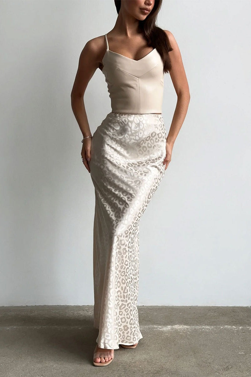 Leopard Jacquard Bodycon Maxi Skirt Secondary image