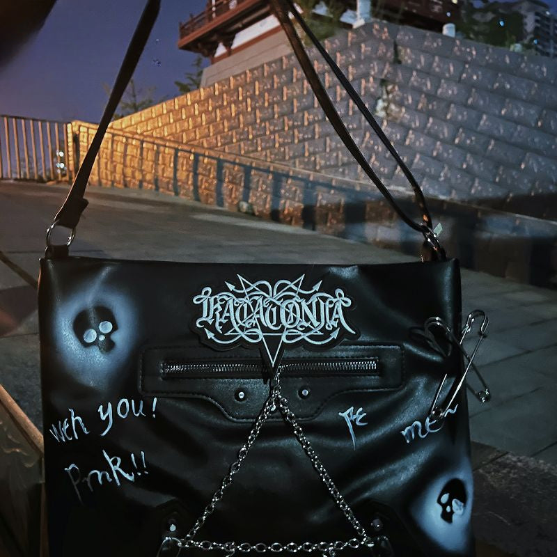 Y2K Harajuku Gothic Skeleton Chain Large Capacity Lolita Punk Bag Secondary image