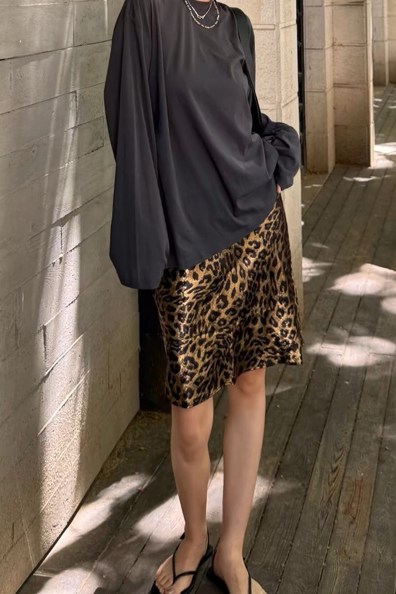 Wrinkle Resistant Leopard A-Line Skirt Main image