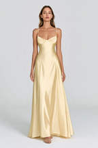 Satin Spaghetti Strap Flared Maxi Dress
