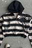 Striped Eye Applique Cropped Zip Hoodie