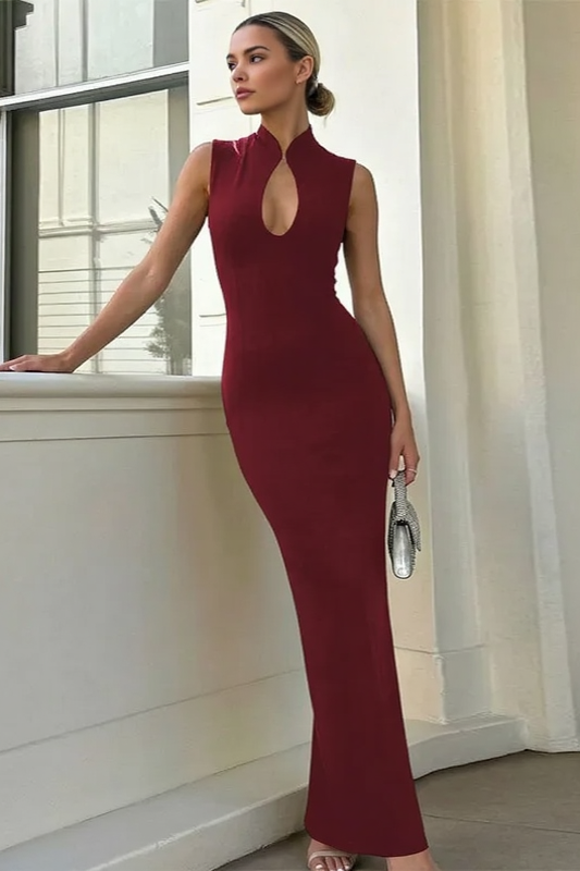 Elegant Cutout Solid Sleeveless Bodycon Party Dress Main image