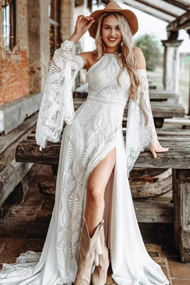 Bohemian Fit Flare Wedding Dress Main image