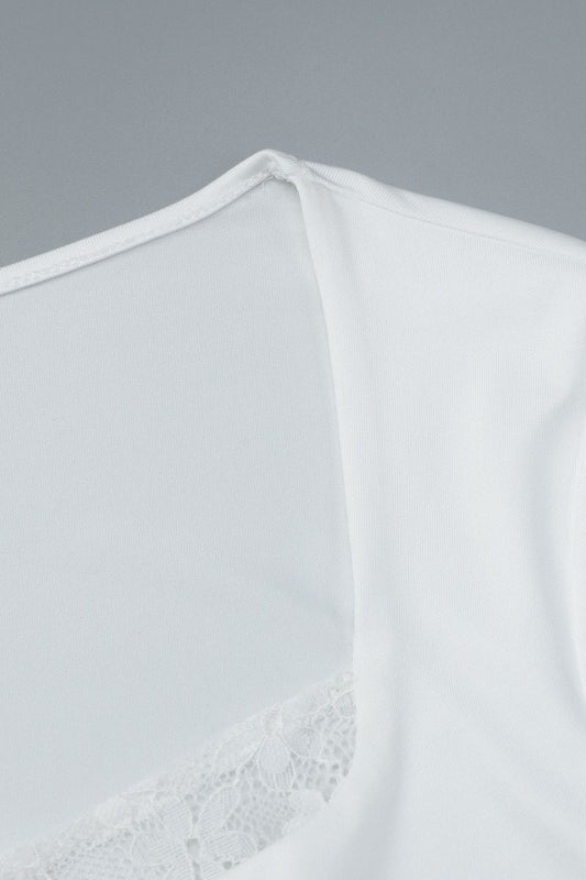 Romantic Lace Trim Square Neck Crop Top