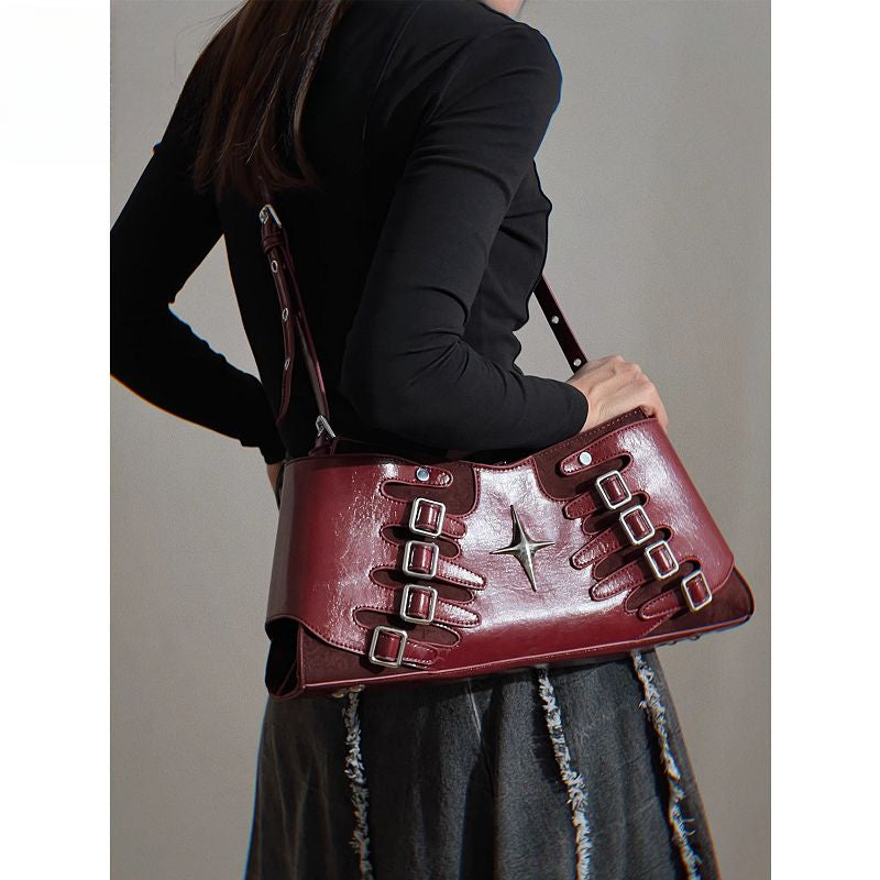 Y2K Spicy Girls Harajuku Gothic High Street Red Punk Crossbody Shoulder Bag Secondary image