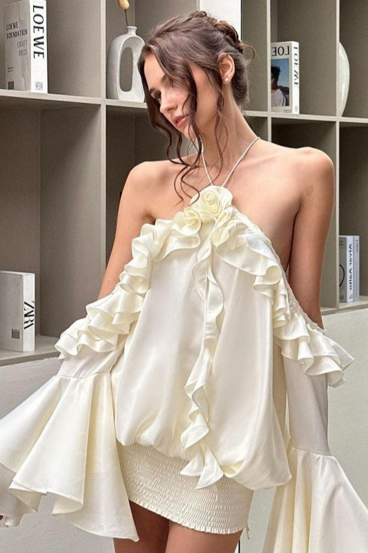 Ruffle Trim Bell Sleeve Party Dress Secondary image
