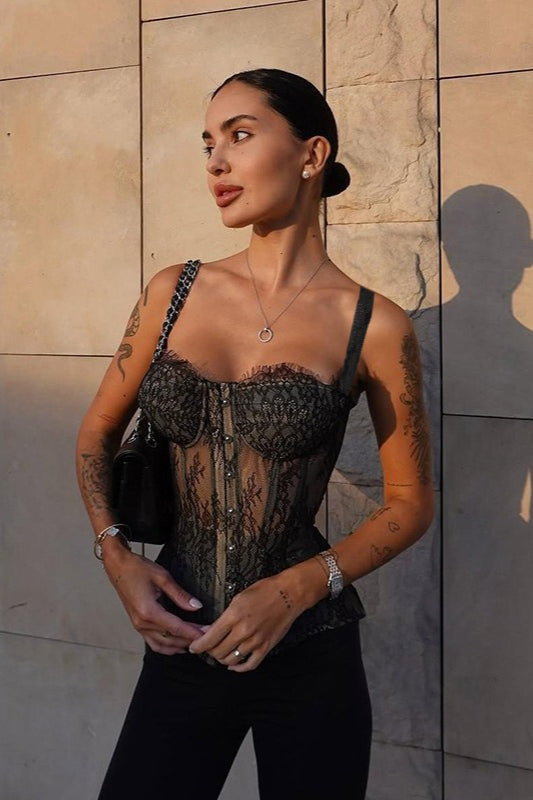 Lace Up Corset Waist Strapless Cami Top Secondary image