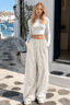 Leopard Print Spliced Casual Pants