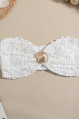 Bandeau Metallic Color Block Crop Stripe Two Piece Set