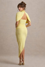 Solid Ruched Bodycon Cape Party Dress