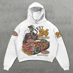 Gothic Print Zipper Hoodie
