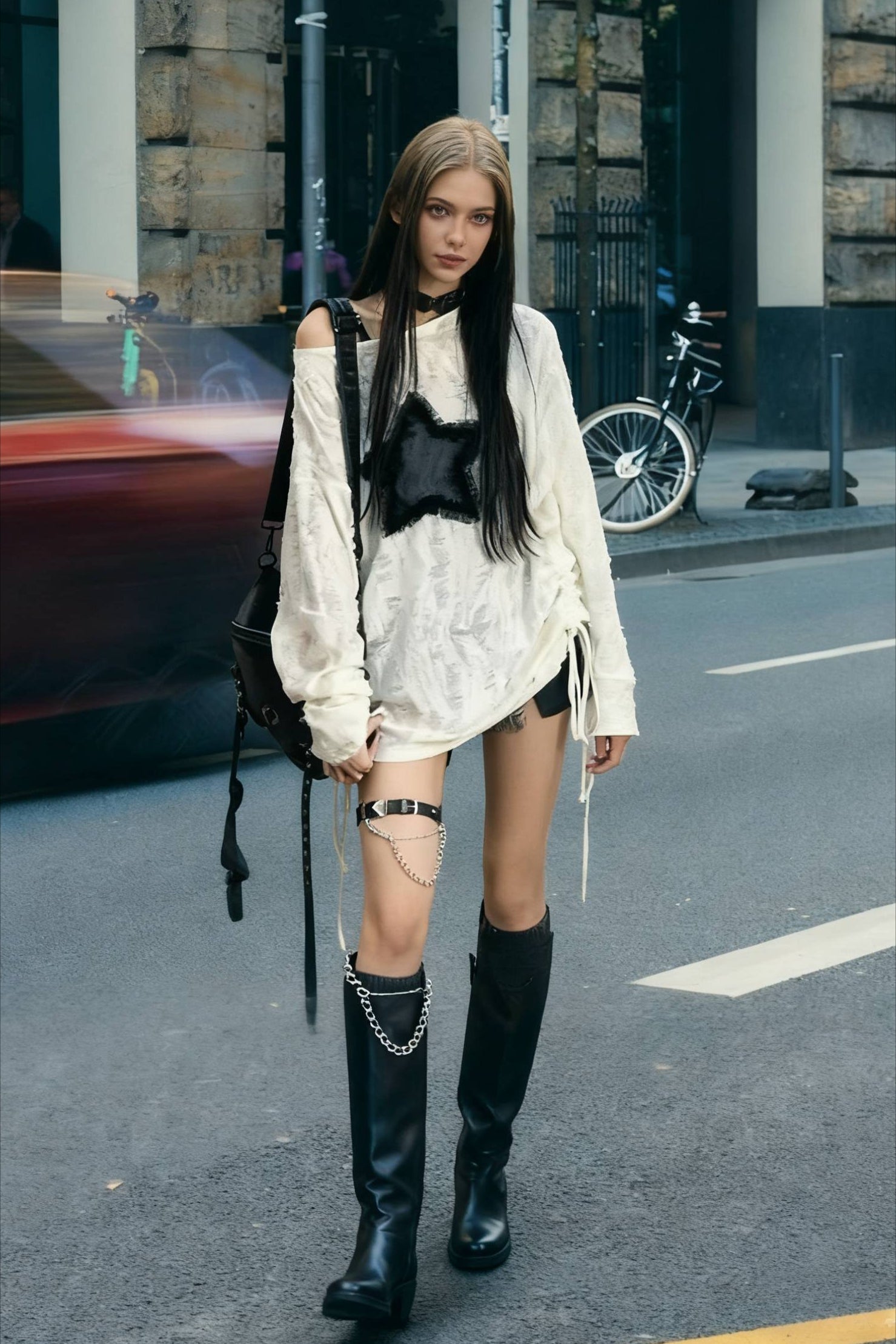 Y2K Grunge Star Distressed Sweater Main image