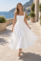 Minimalist Square Neck Slim A Line Slip Dress
