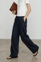 Linen Relaxed Draped Wide Leg Pants
