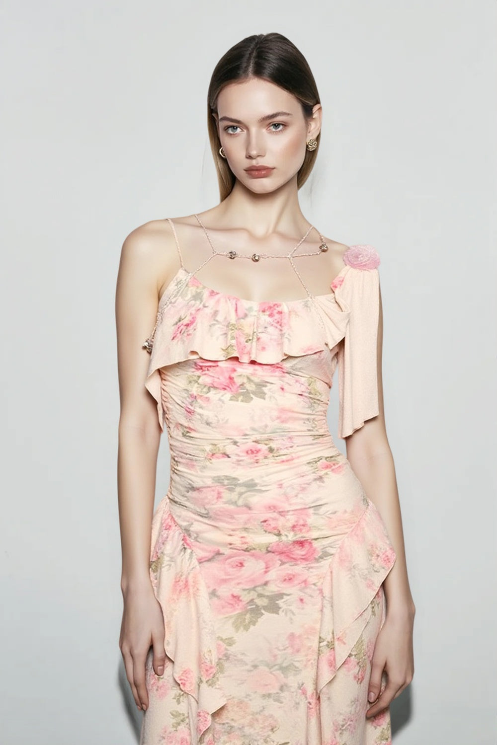 Floral Ruffle Cami High Waist Vacation Dress Secondary image