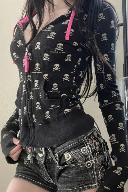 Rebellious Dark Skull Hoodie Secondary image