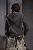 Gothic Graphic Washed Zip Up Hoodie