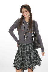 Embroidered Puppy Polo Knit Top