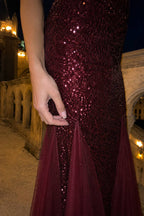 Off Shoulder Sequin Mesh Party Dress