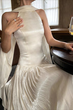 French Waist Tie Maxi Prom Dress