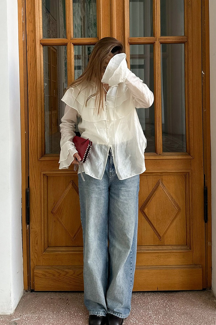 French Sheer Ruffle Blouse Secondary image