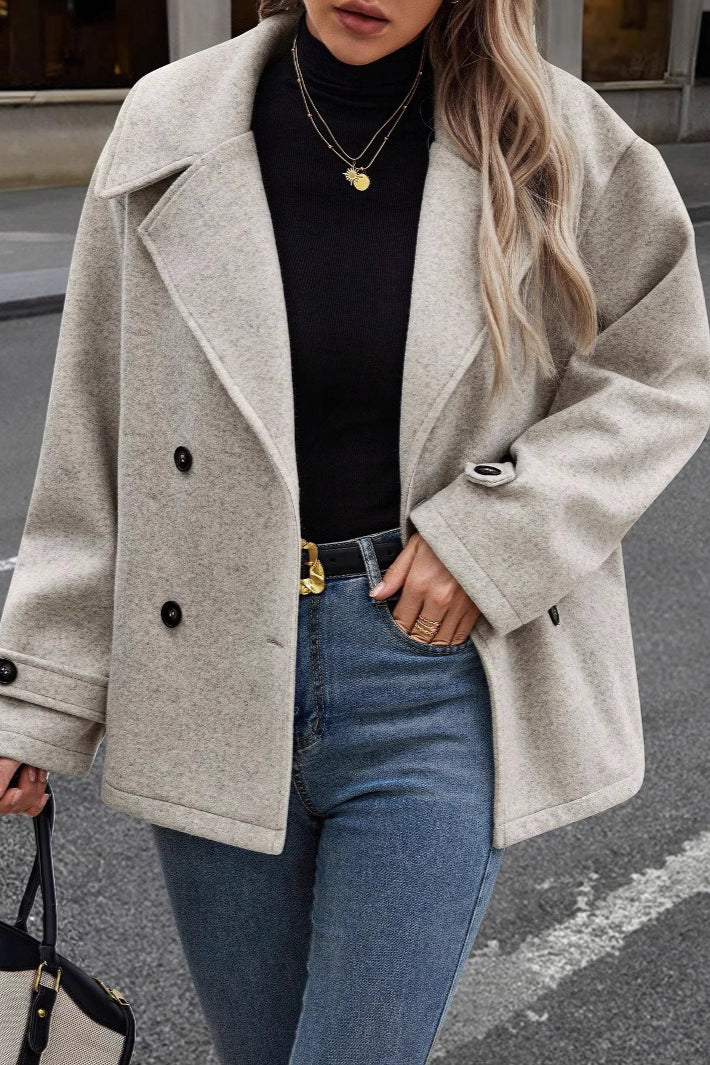 Cropped Wool Blend Oversized Coat Secondary image