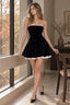 Black Velvet Stylish Strapless Mini Dress