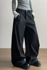 Vintage Pleated Curved Leg Wide Leg Tailored Pants