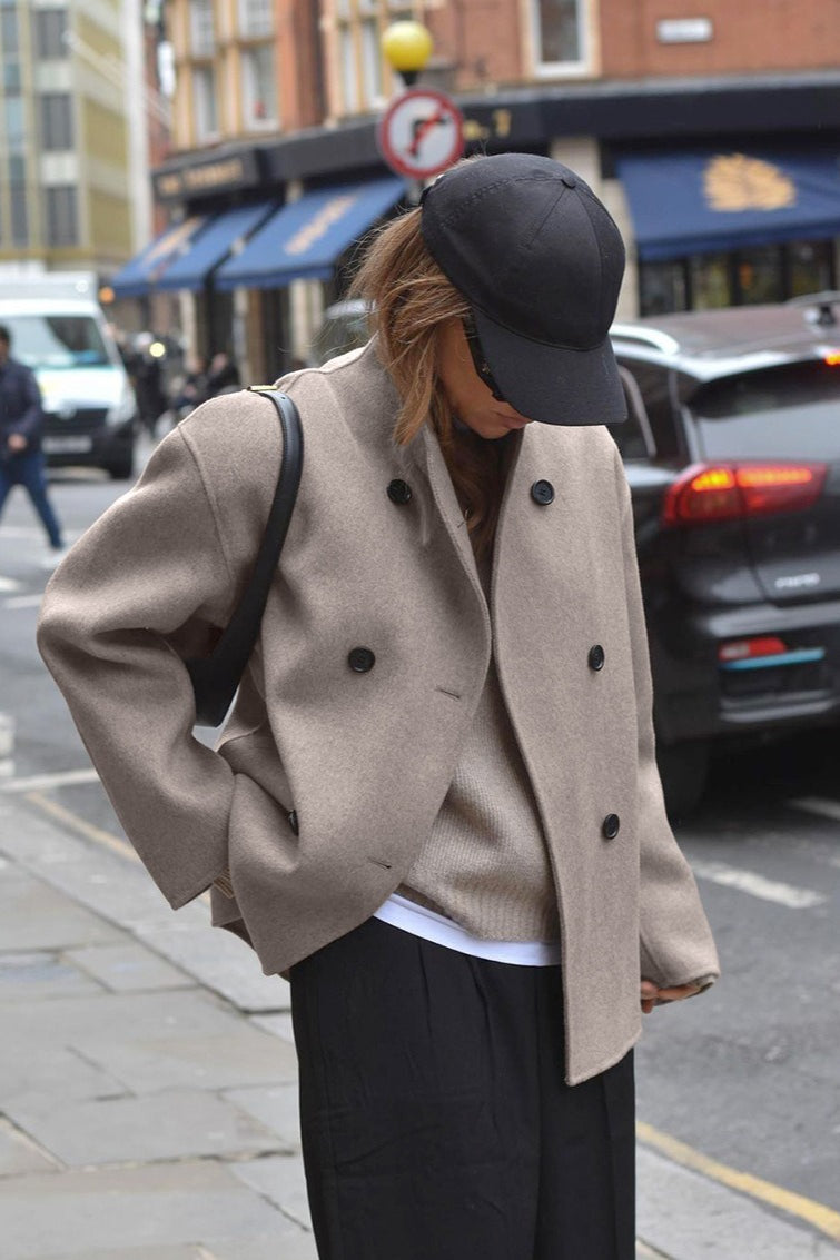 Brown Double Breasted Wool Blend Coat Secondary image