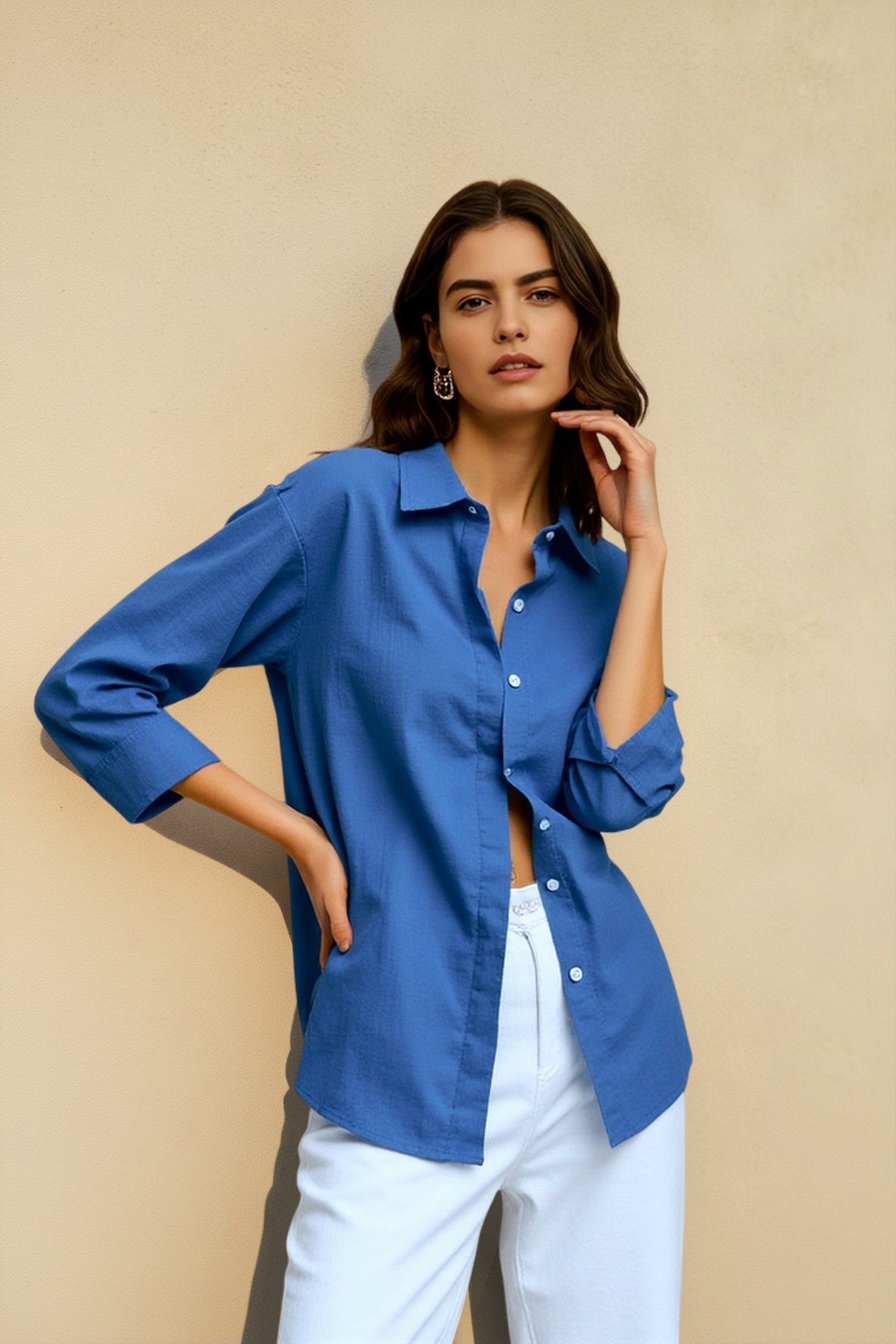 Pure Linen French Casual Blouse Main image