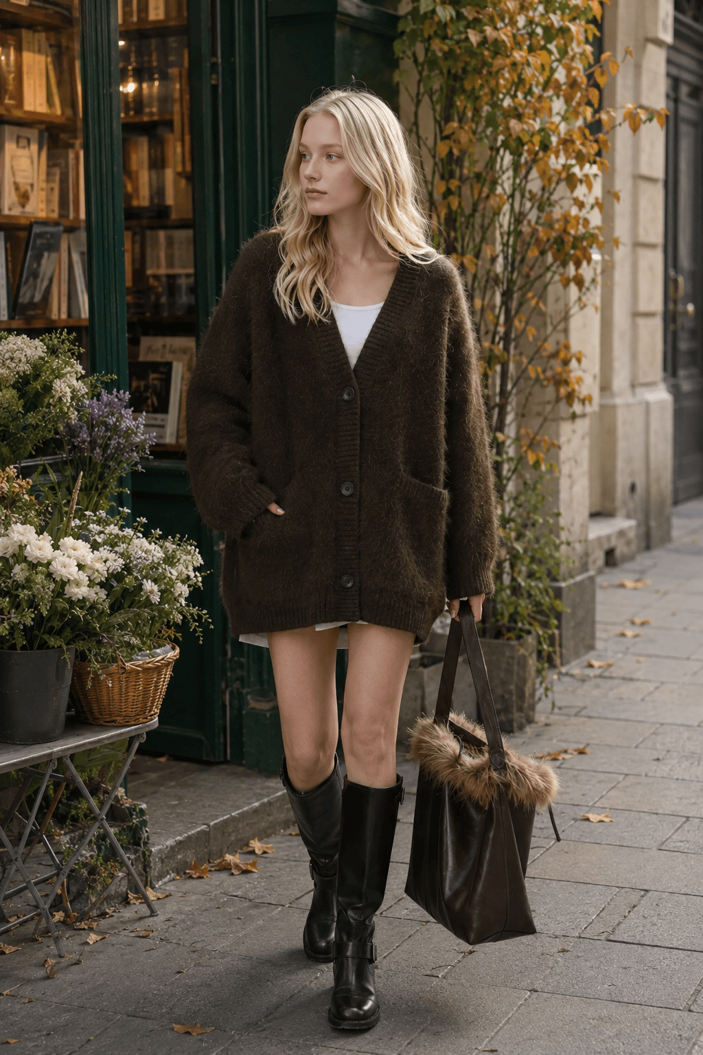 Loose Fit Rabbit Hair Knit Cardigan Main image