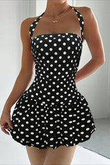 Vintage Polka Dot Halter Bodycon Mini Dress