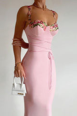 Appliqué Bodycon Slip Dress