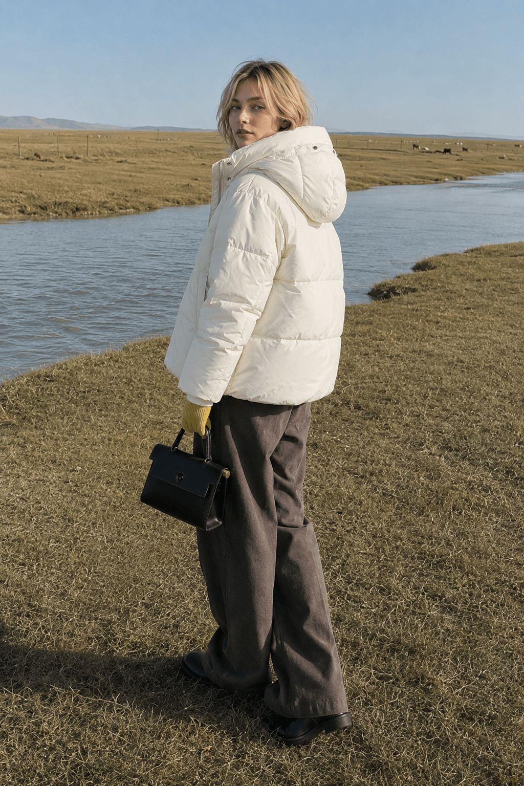 Cropped Plush Lined Oversized Puffer Jacket Secondary image