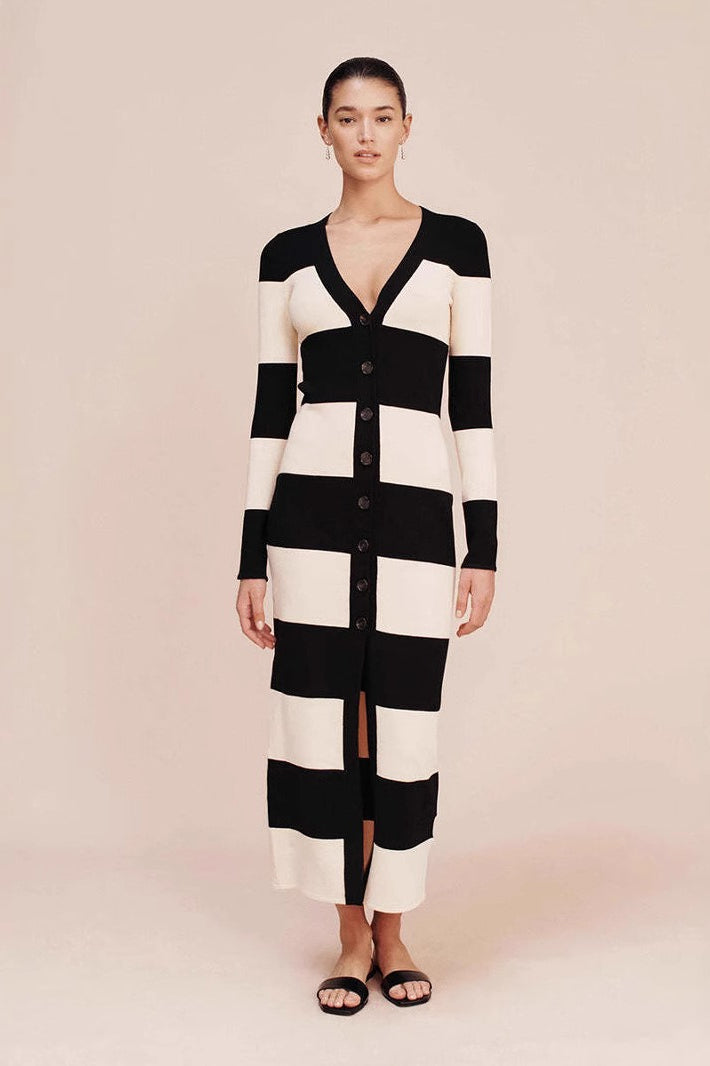 Fitted Strapless Striped Work Dress Secondary image