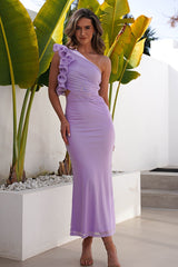 Sexy Tulle One Shoulder Floral Bodycon Slim Formal Dress