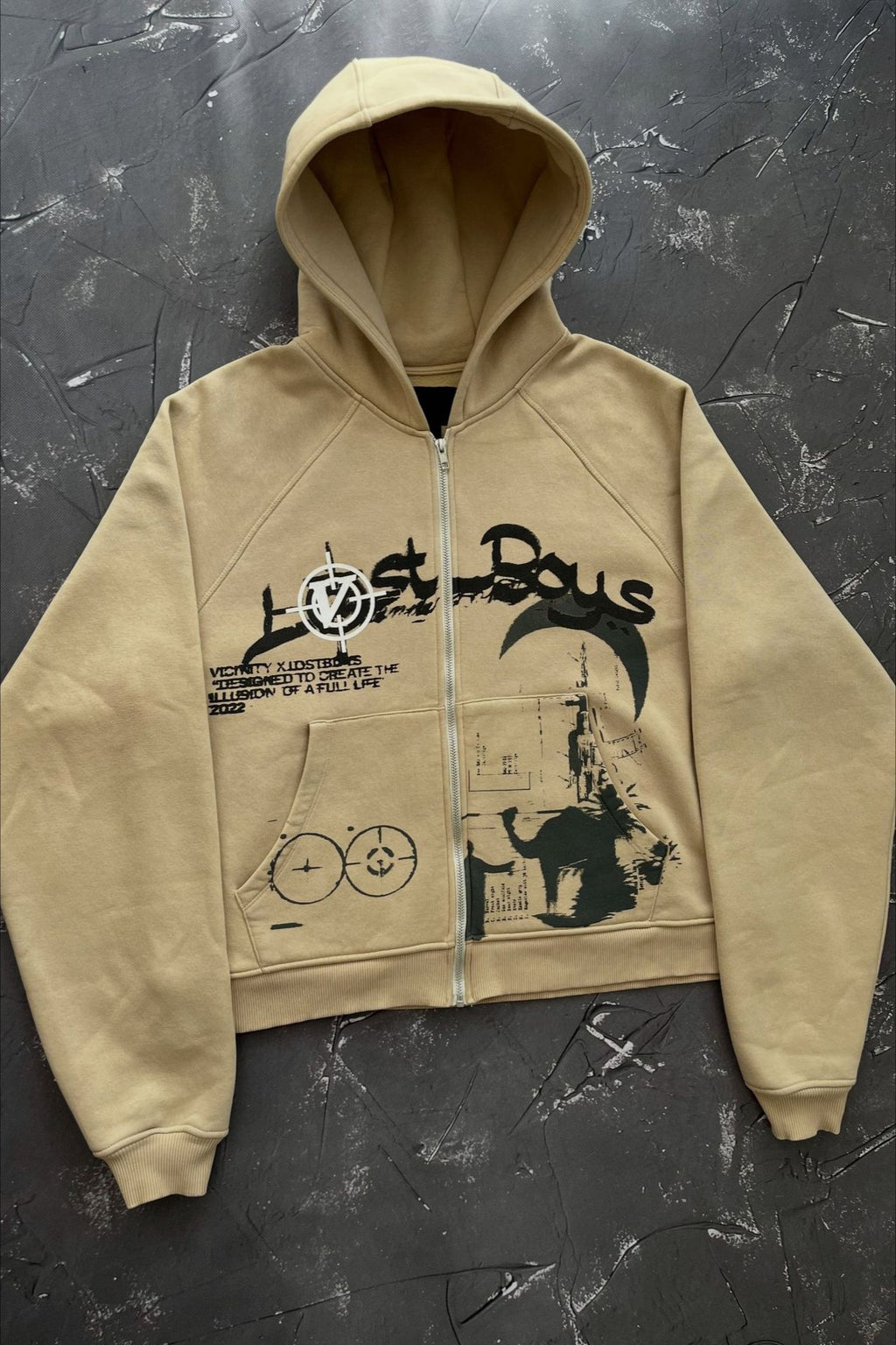 Bold Graphic Cropped Full Zip Hoodie