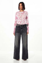 Oversized Letter Print Mesh Long Sleeve T-Shirt