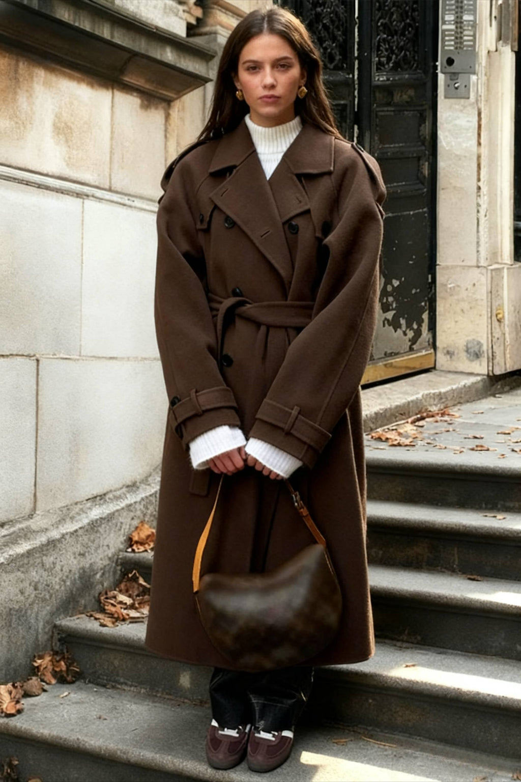 Casual Turn-Down Collar Double-Breasted Overcoat