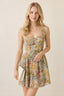 Green V-Neck A-Line Floral Dress