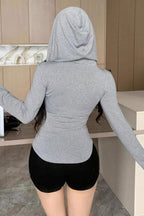 Fitted Zip-Up Cropped Hoodie