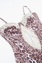 Leopard Lace Slit Slip Birthday Dress