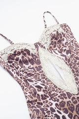 Leopard Lace Slit Slip Birthday Dress