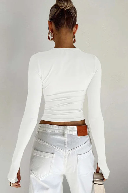 Long Sleeve Slim Fit Crop Top Secondary image